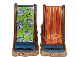 Beach Chairs SHAKERS Clay Art Salt and Pepper Shakers Ceramic China - £9.46 GBP