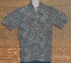 Island Traditions Hawaiian Shirt Green Brown Size Floral Leaves Size Medium - £14.87 GBP