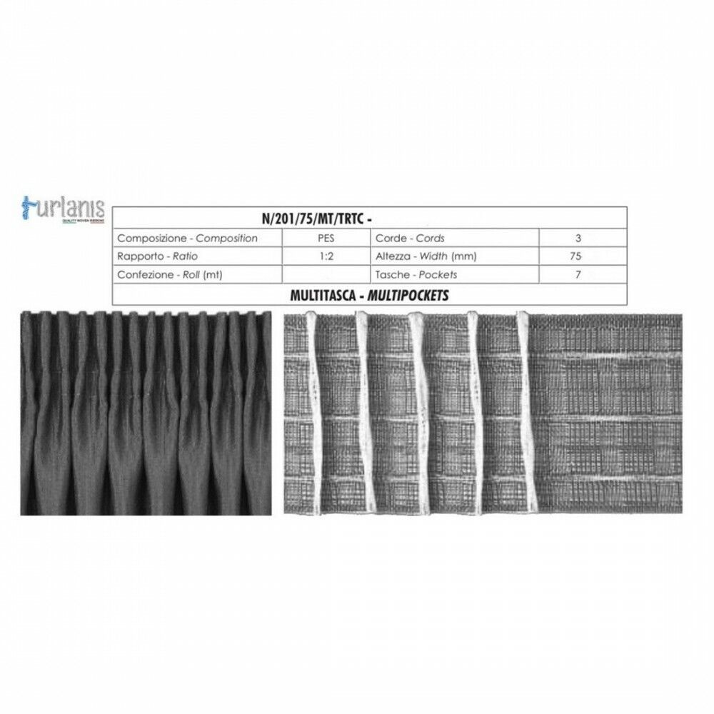 2Metri Arricciatenda trasparente multitasche 3 corde alta 7,5 cm Furlani... - $1.72