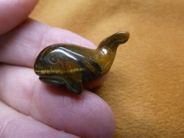 (Y-WHA-SP-504) baby SPERM WHALE Brown Tiger&#39;s eye carving FIGURINE gemstone - $8.59
