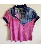 JAMIE SADOCK 1/4 Zip Polo Golf Tennis Pickleball Pink Blue Graphic Size M - $34.65 CAD