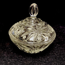 Anchor Hocking Star Of David 5” Clear Prescut Glass Covered Candy Dish Eapc Euc - £5.34 GBP