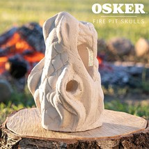 Osker Dragon | Ceramic Fireproof Fire Pit Skull Log For Bonfire,, Lt. Beige - £35.37 GBP