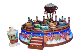 Animated Lemax Cocoa Cups Amusement Park Ride Sound LED Tea Cups Christm... - $98.95