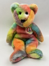Ty Beanie Buddies PEACE the Bear 13&quot; Beanbag Plush Stuffed Animal Toy 1999 - £22.52 GBP