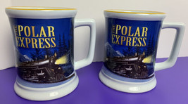 Set of 2 The Polar Express Believe Ticket Train 3D Coffee Mug Cup Yellow... - £15.63 GBP
