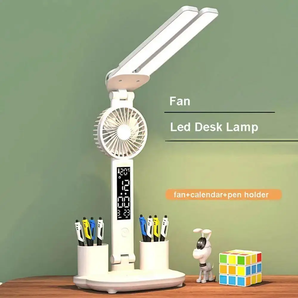 LED Fan Table Light USB Charging Dimmable Table Light Plug in LED Fan Light - $14.55+
