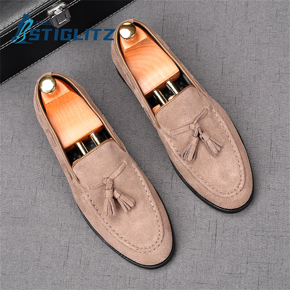 Suede Tassel Mules Slip On Genuine Leather Mules British Style Concise F... - $113.44