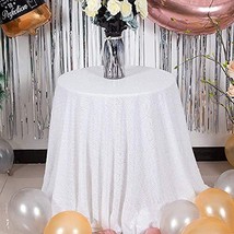 White Sequin Tablecloth 70&quot; Round Sparkly Drape Table Cloths Table Cover Over Ho - £47.16 GBP