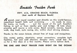 1950s Business Trade Card Seaside Trailer Park Ormond Beach Florida FL H... - $15.10