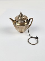 Vintage Sterling Silver Mini Kettle Shaped Tea Strainer infuser w/ chain - £34.90 GBP