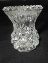PbO 24% Lead Crystal Diamond &amp; Pineapple Toothpick Holder Pressed Glass ... - $21.99