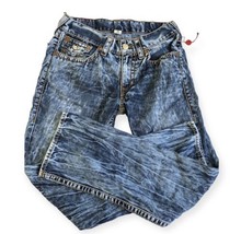 True Religion Blue Jeans Straight Flap RED ORANGE BIG T Men’s Size 33x31 - £40.86 GBP