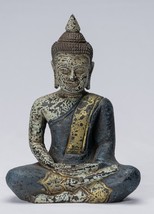 Antik Khmer-stil Holz Sitzend Buddha Statue Dhyana Meditation Mudra - £144.37 GBP