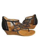 Yoki Womens Sandals 8.5 M Wedges Black Faux Suede Rhinestone Studded Zip... - £13.23 GBP