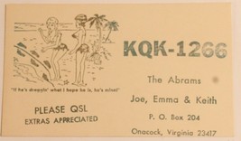Vintage CB Ham radio Card KQK 1266 Onacock Virginia  - £5.53 GBP
