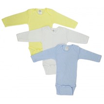3 Pack Baby Boy&#39;s Or Girl&#39;s One Piece Long Sleeve T Shirt Body Suit - £12.39 GBP