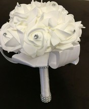 White Romantic Wedding bouquet Bride bridesmaid - $25.64