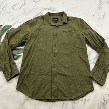 Tavik Mens Button Up Shirt Size L Olive Green Wood Grain Print Long Sleeve - £22.58 GBP