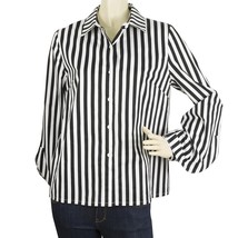 Citron &amp; Miel Black &amp; White Striped Button Down Wide Sleeves Cotton Shir... - $54.45