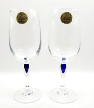 Courvoisier Cristal d&#39;Arques Cobalt Blue Wine Glasses 6 1/2&quot; Tall Set Of 2 - $20.00