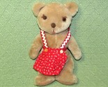 VINTAGE CLARE CREATIONS BEAR PLUSH w/RED APRON 10&quot; Stuffed Animal RARE T... - $10.80