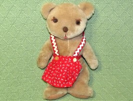 VINTAGE CLARE CREATIONS BEAR PLUSH w/RED APRON 10&quot; Stuffed Animal RARE T... - $10.80