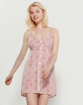 Poof Spaghetti Strap Button Front Mini Dress NWT Pink White Size Large - $14.55