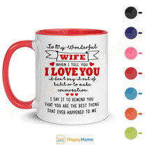 Coffee Mug Anniversary Love Gift for Wife To My Wonderful Wife Accent Mug -M007 - £17.94 GBP+