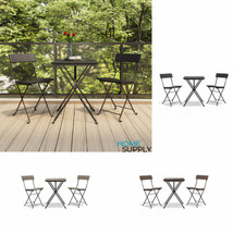Outdoor Garden Patio Poly Rattan 3 Piece Folding Bistro Dining Set 2 Chair Table - £118.04 GBP+