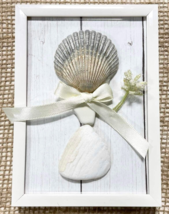 Handcrafted Seashell Framed 3D Art &quot;Waiting Bride&quot; 4x6&quot; White Frame Wedding Gift - £18.30 GBP