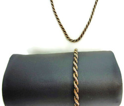 7.50&quot; Woman Necklace 30&quot; &amp; Bracelet Set Black &amp; Gold Tone Twisted Rope - £15.16 GBP