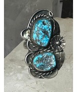 Turquoise ring size 7 Navajo squash blossom design southwest long sterli... - £107.46 GBP