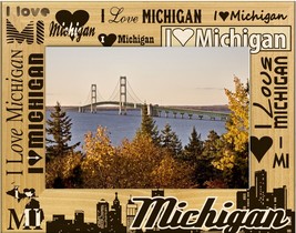 I Love Michigan Laser Engraved Wood Picture Frame Landscape (4 x 6)  - $29.99