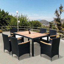 7 piece Outdoor Patio Wicker Dining Set Patio Wicker Furniture Dining Set - £425.76 GBP