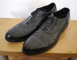 Cole Haan Black Leather Comfort Soles Wingtip Cap Toe Oxford Shoes Mens ... - £104.16 GBP