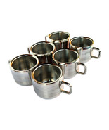 Set of 6 Stainless Steel Double Wall plan coffee/tea Line Cup Mug Coffe ... - £35.21 GBP