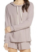 Nwt Pst By Project Social T Womens Waffle Knit Hoodie Pale Putty Pink Size S - £11.13 GBP