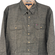 VTG Tommy Hilfiger Gray Long Sleeve Front Pockets Shirt Size XL 2000s - £38.91 GBP