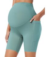 Purplepig Maternity Shorts with Pockets 8&quot; Cyan Small Soft Over Belly - $79.74 MXN
