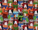 Cotton Christmas Cats Kittens Animals Multicolor Fabric Print by Yard D5... - $14.95