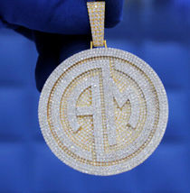 3Ct Round Cut Diamond 925 Sterling Silver Customize Initials Circle Pendent - £225.91 GBP