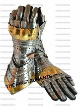 Medieval Brass Gauntlets Gloves Lerp Knight Reenactment Functional Glove Iron - £104.51 GBP