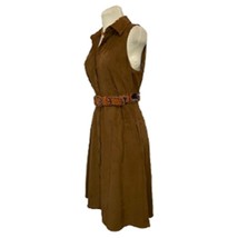 New York &amp; Company Faux Suede Button Front Sleeveless Brown Dress - £30.61 GBP