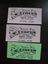 Lot of 3 Vintage 1960s Circus Tickets - Roberts Bros Circus - $16.83