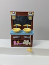 Fisher-Price Loving Family Dollhouse Bathroom Double Sink brown blue yellow - $9.89