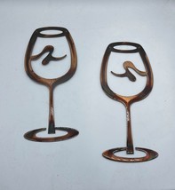 Wine Glass Set Copper/Bronze Plated  9 1/2&quot; tall x 4&quot; each set of 2 - £15.17 GBP