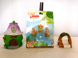 Miniature Fairy &amp; Garden Hut House Figurines  Arch, 5 Piece Set NEW - £6.25 GBP