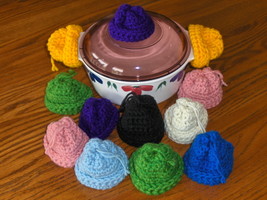 Set of Pot Holders Beanie Hats For Lids Crochet Hand Made Choice of Colors - £7.99 GBP