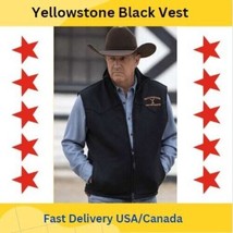 Men&#39;s Fashion Yellowstone Sleeveless Jacket Vest john Dutton Black Vest - £54.07 GBP